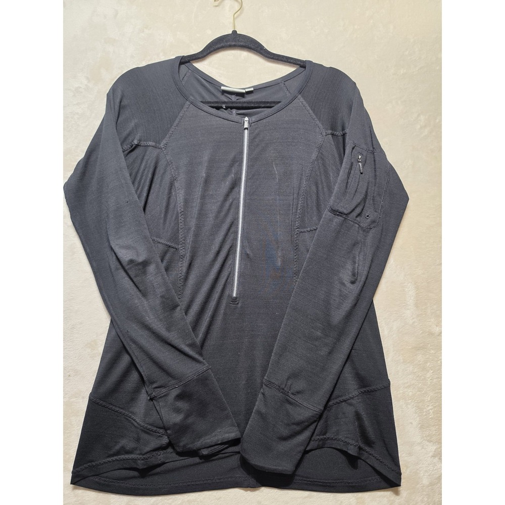 Athleta Black Long-Sleeve Half-Zip Workout Top